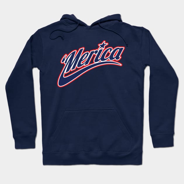 'Merica USA Patriotic Red White and Blue Logo Hoodie by hobrath